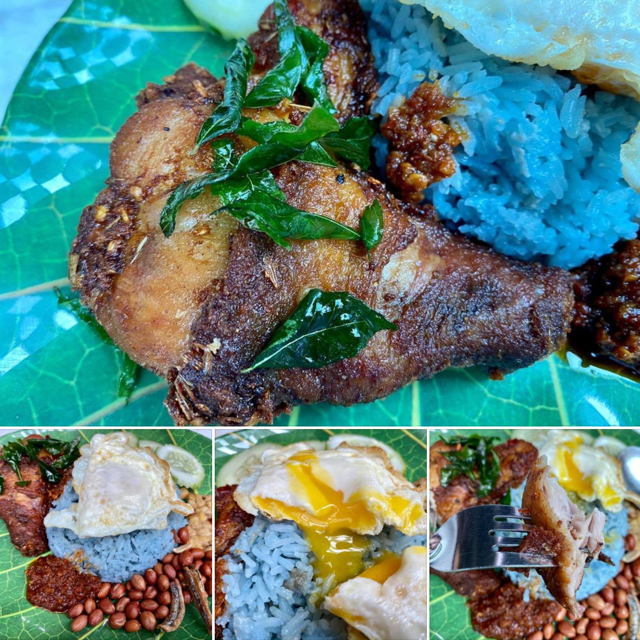 Sengkang-Food-Kampung-Kia-Blue-pea-Nasi-Lemak-Rempah-Chicken